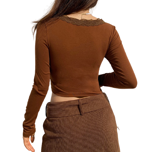 Top Dentelle Manche Longue Femme
