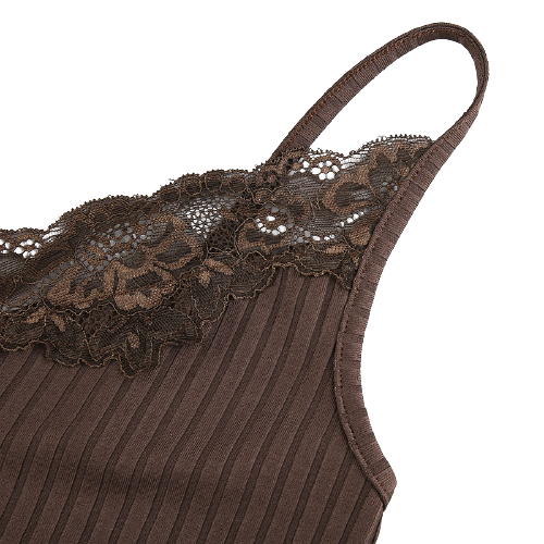 Top Dentelle Marron