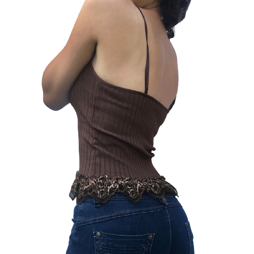 Top Dentelle Marron Dos