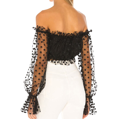 Top Dentelle Noire Manches Longues