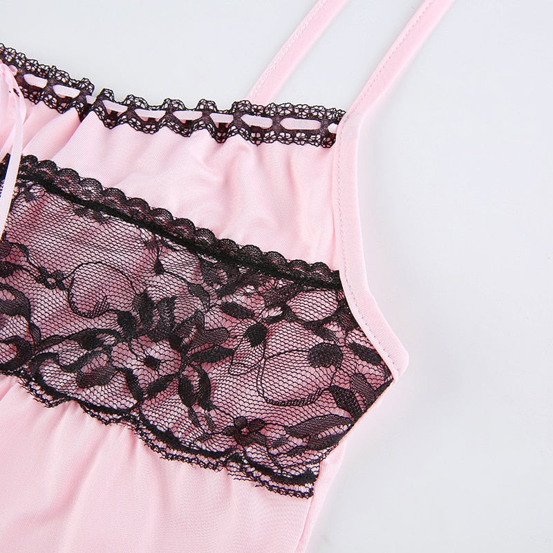 Top Dentelle Rose Poudré