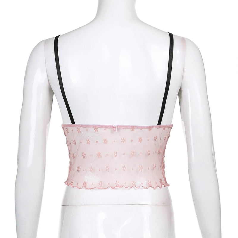 Top Dentelle Rose Dos
