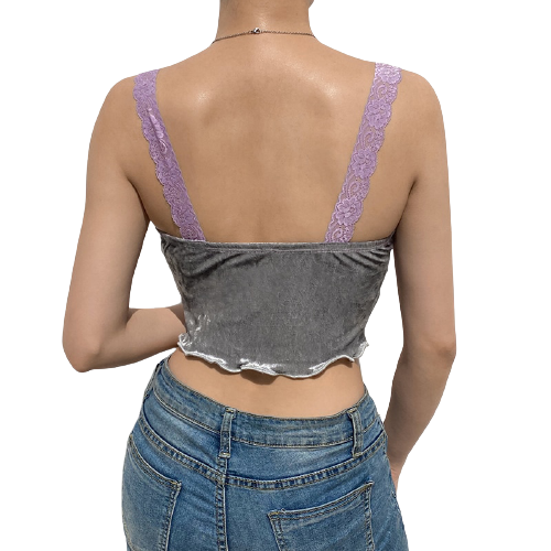 Top Dentelle Velours Femme