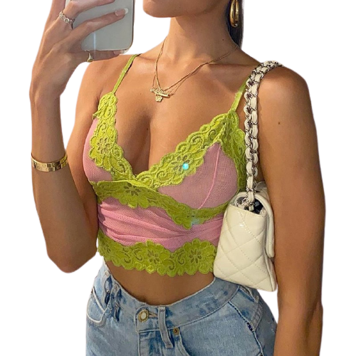 Top Jaune Dentelle Femme