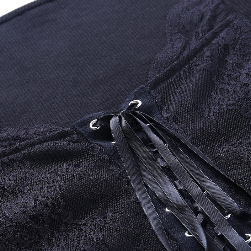 Top Manche Courte Dentelle Noir