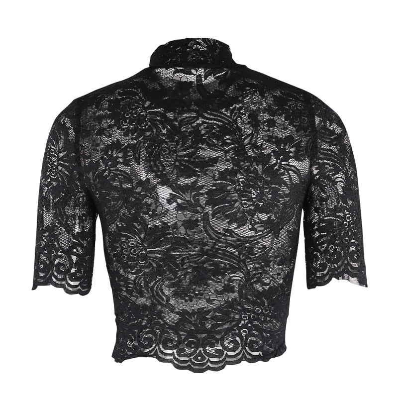 Top Noir Dentelle Transparent