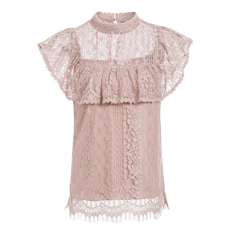Top Sans Manche Dentelle Rose