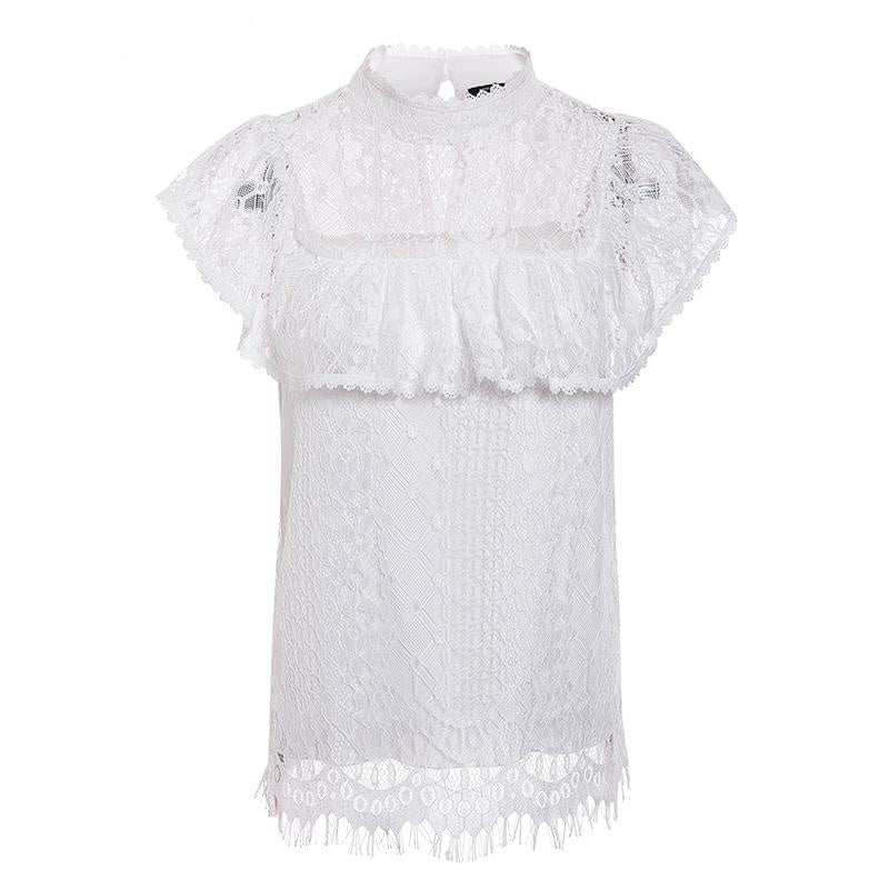Top Sans Manche Dentelle Blanc