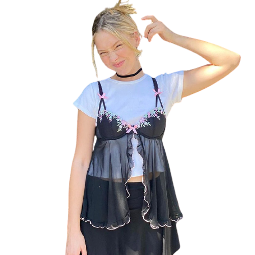 Top Style Nuisette Dentelle Noire