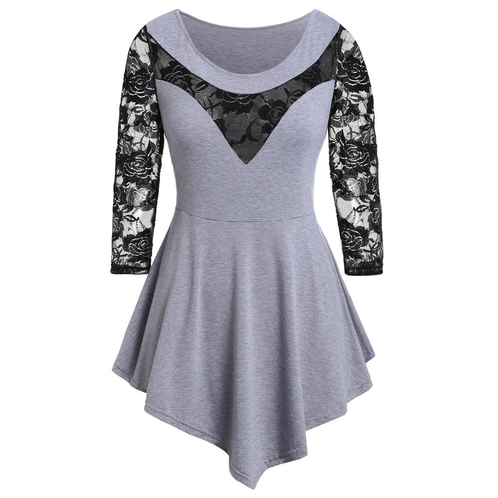 Tunique Dentelle Grande Taille Gris