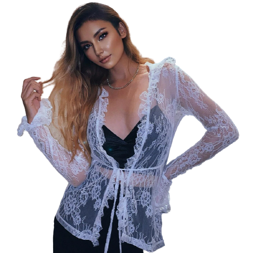 Veste Dentelle Blanche Femme