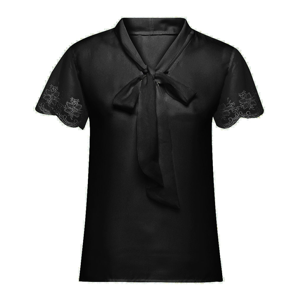 Tee Shirt Dentelle Manche Courte Noir