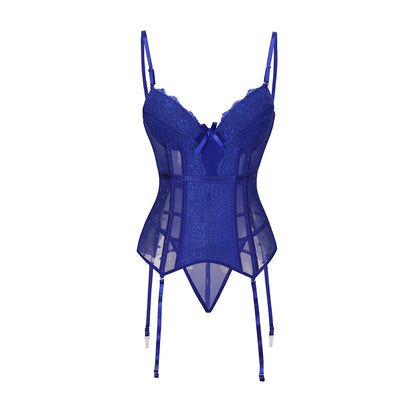 Bustier Corset Dentelle Bleu