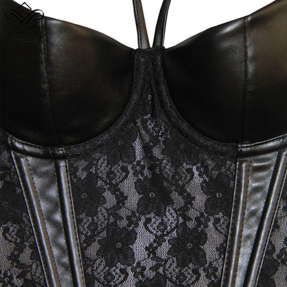 Corset Cuir Dentelle