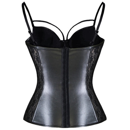 Corset Cuir Dentelle Noir