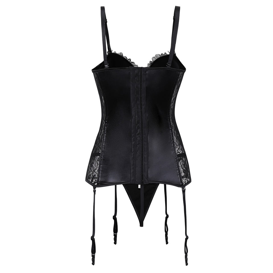 Corset Cuir et Dentelle Noire