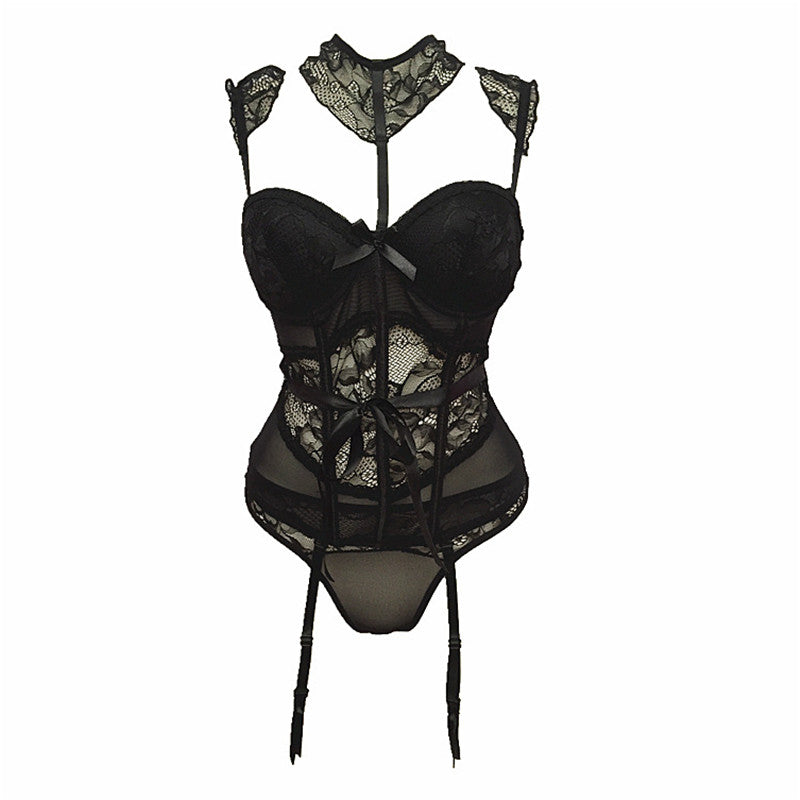Corset Dentelle Collier Noir