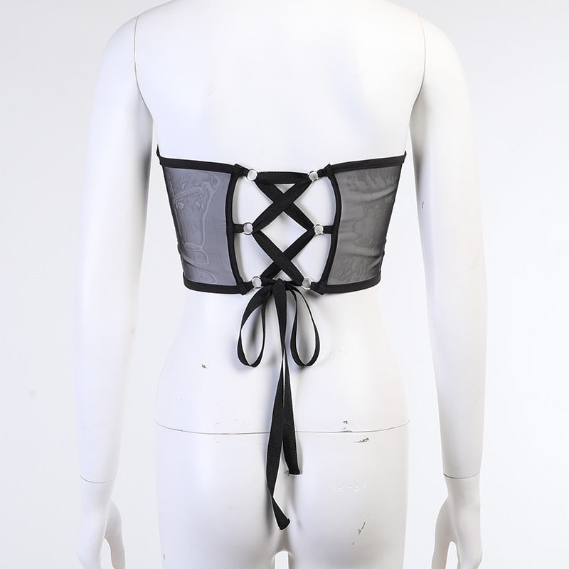 Corset Dentelle Transparent Noir