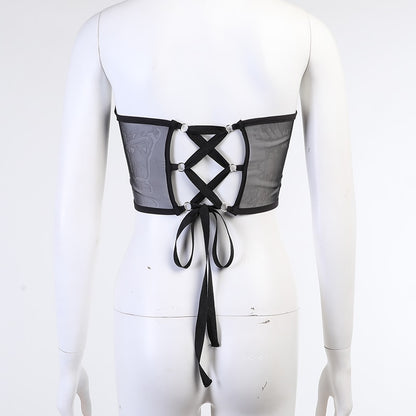 Corset Dentelle Transparent Noir