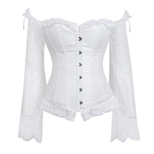 Corset Manche Longue Dentelle Blanc