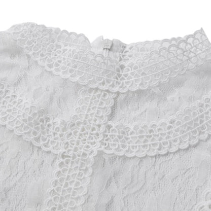 Crop Top Dentelle Blanc Manche Longue
