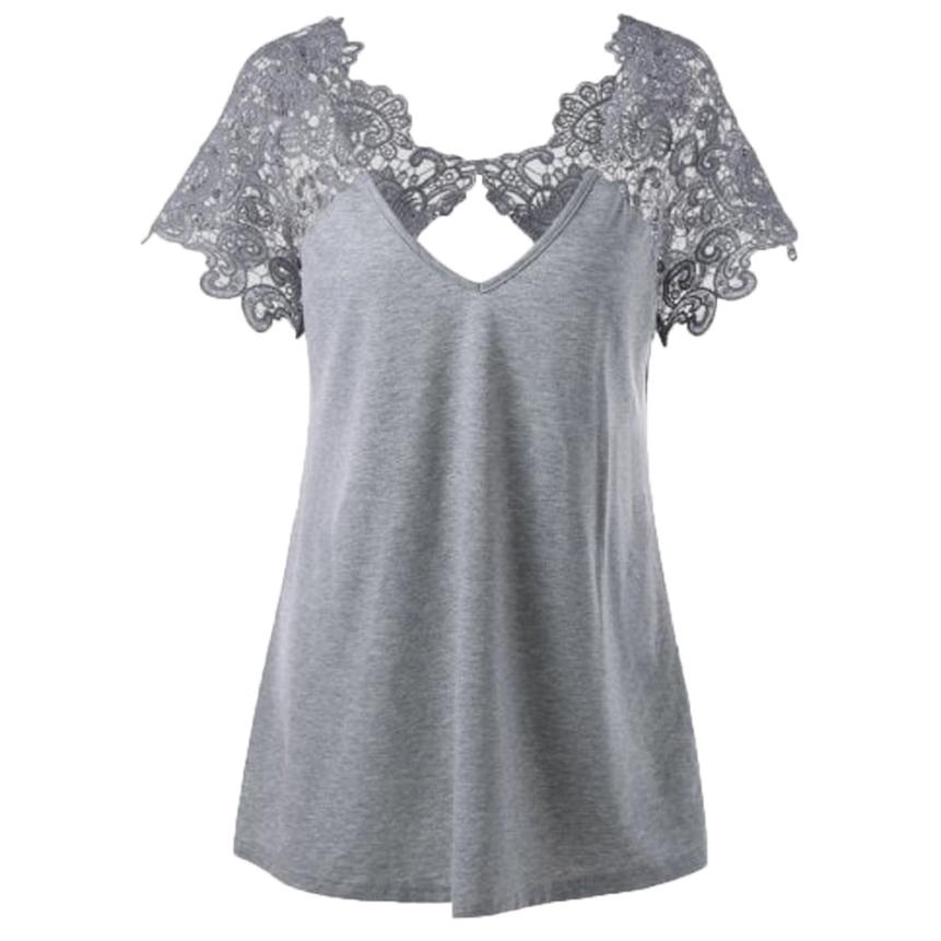 Haut Dentelle Grande Taille Gris