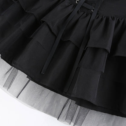 Jupe Noire Volant Dentelle