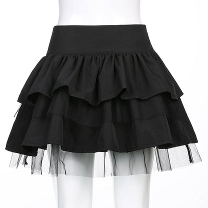 Jupe Noir Volante Dentelle