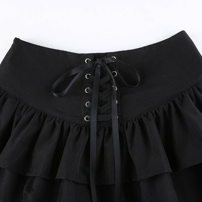 Jupe Noire Volant Dentelle