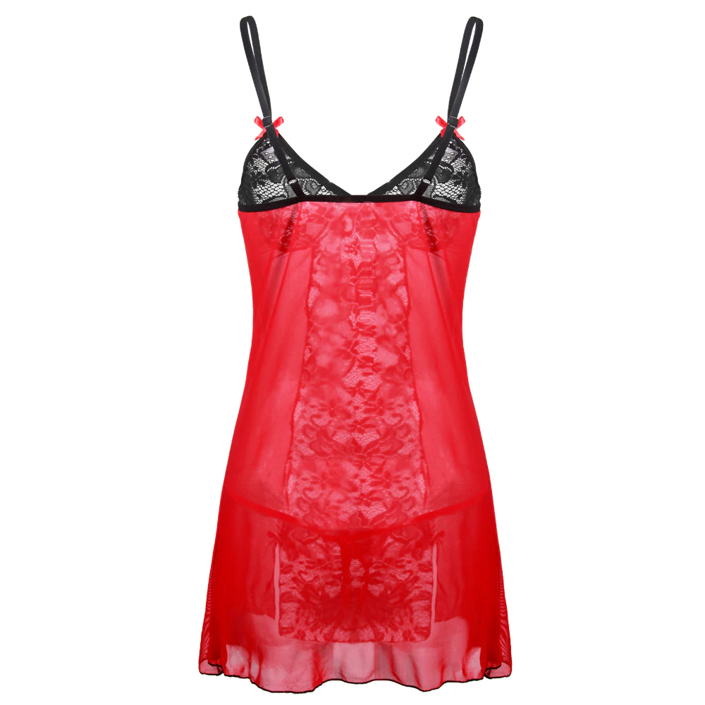 Nuisette Court Dentelle Grandes Tailles Rouge