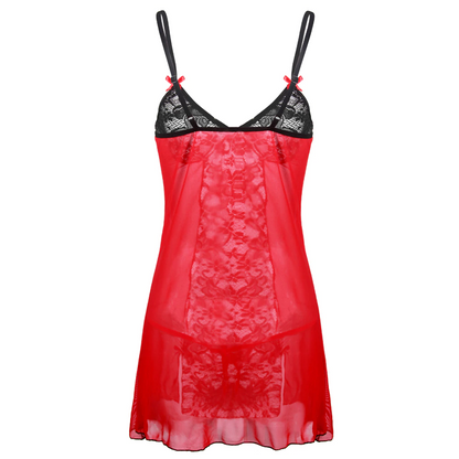 Nuisette Court Dentelle Grandes Tailles Rouge