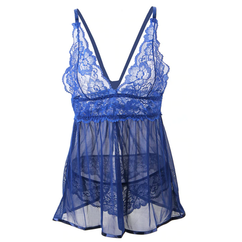 Nuisette Dentelle Femme Ronde Bleu