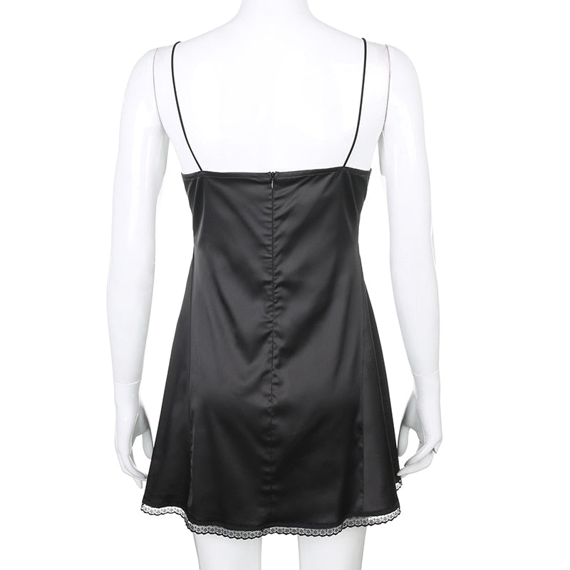 Nuisette Satin Dentelle Noire Femme