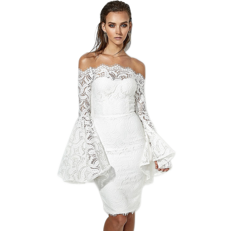 Robe dentelle blanche manche longue hotsell