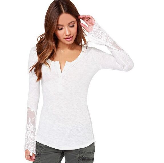 Tee shirt manches longues col en V Antigel Simply Perfect (Nacre Tee shirt manches longues col en V Antigel Simply Perfect (Nacre