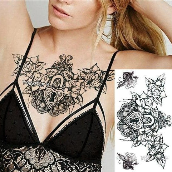 Tatouage Fleurs Dentelle Femme