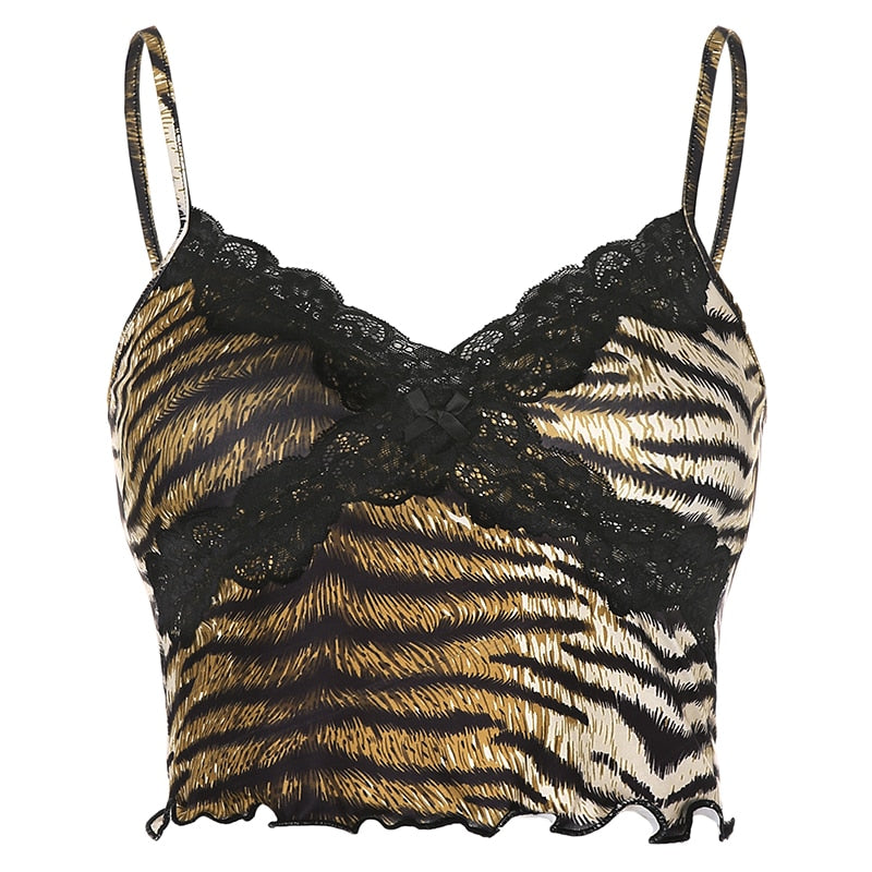 Top Court Dentelle Tigre