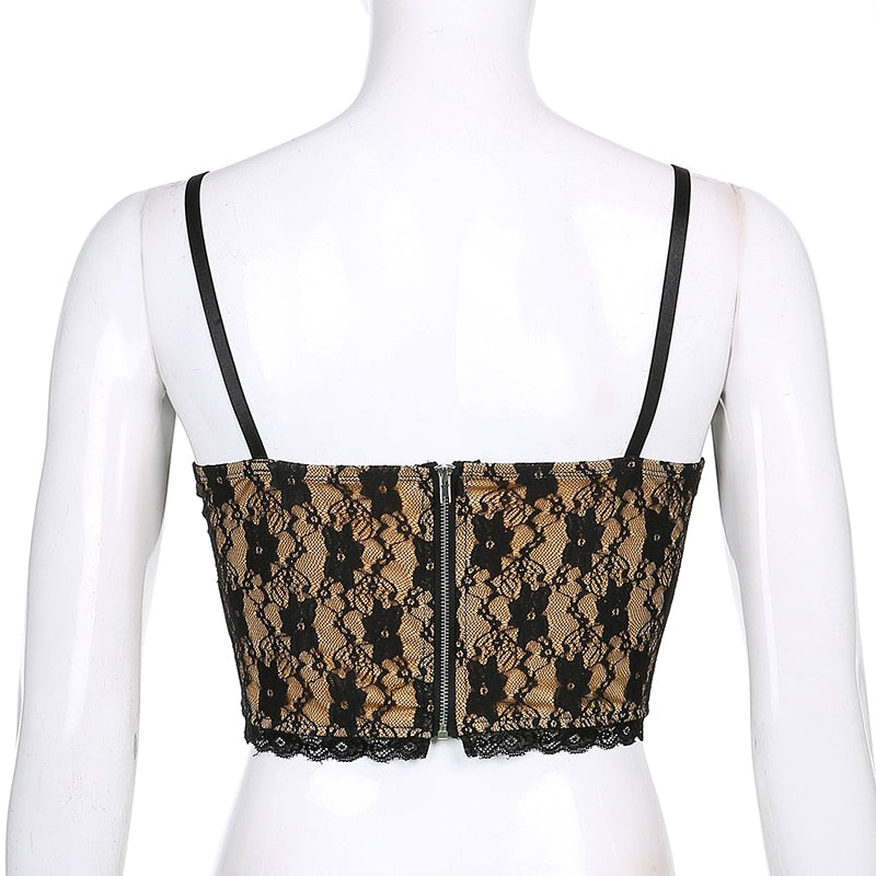Top Dentelle Or Zippé