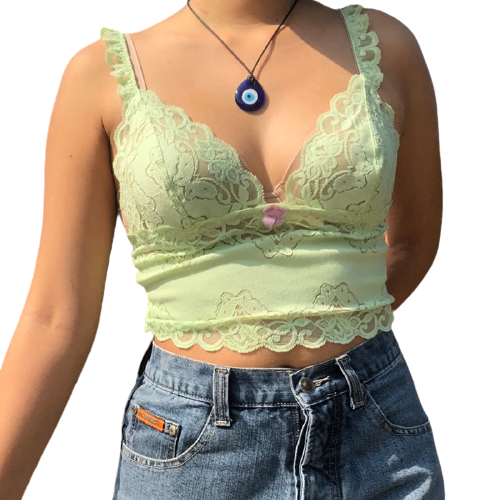 Top Dentelle Vert Femme